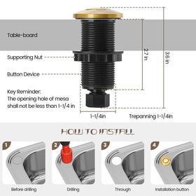 Etoolcity golden brushed air switch button, 3.6 ft long, easy reach.