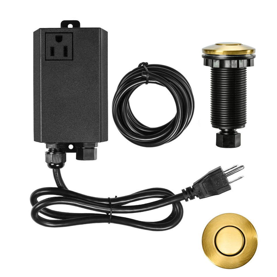 Etoolcity stainless steel brushed gold air switch button for easy disposal control.