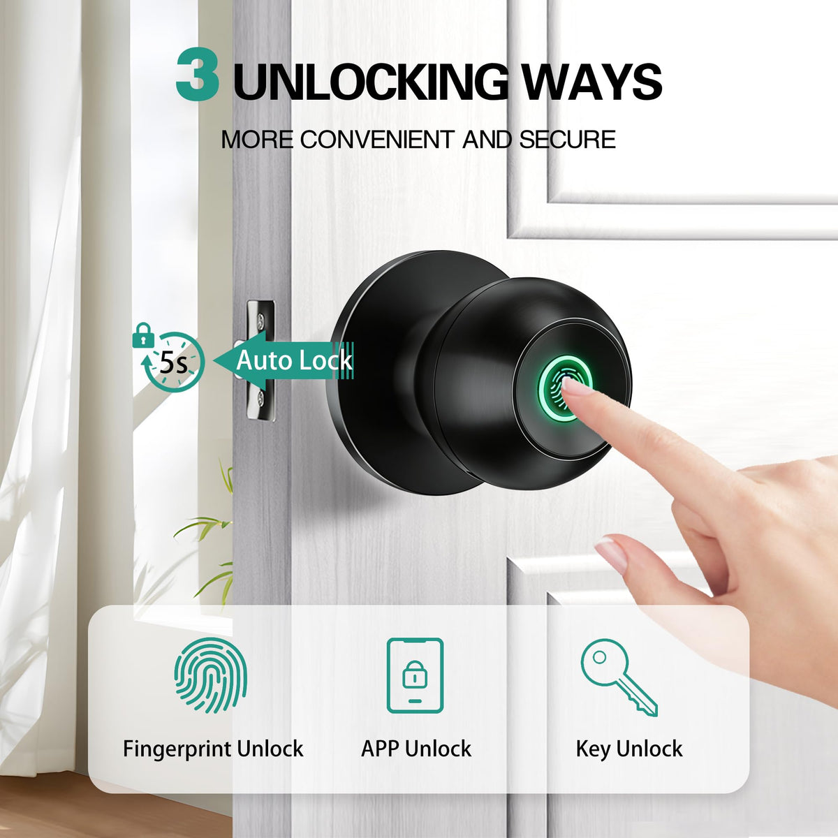 EUERTE smart door knob app control enables keyless convenience from anywhere.