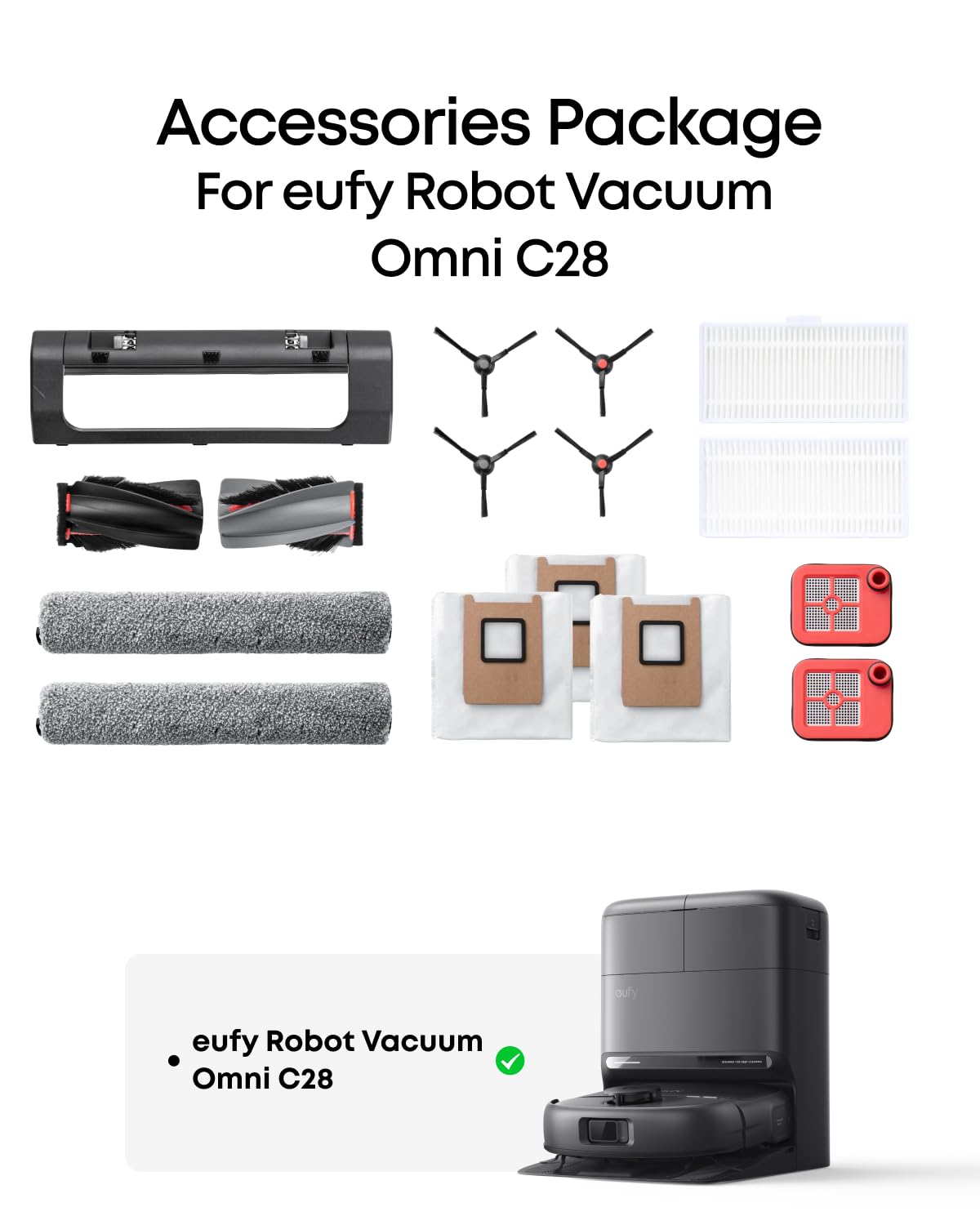 eufy Replacement Kit C28 Dirty Water Tank Filter maintains suction efficiency