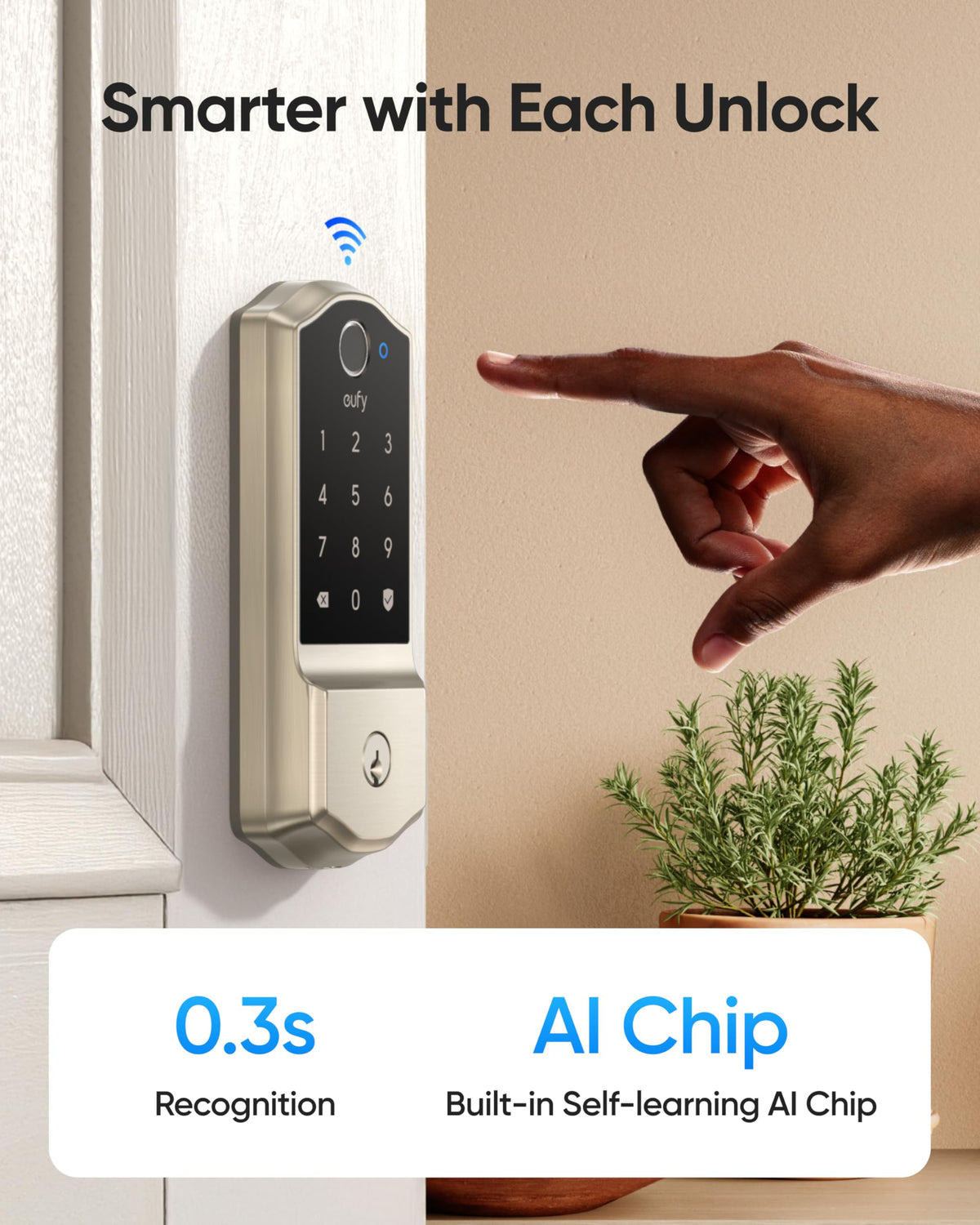 eufy Security C220 fingerprint unlock close-up for quick access.
