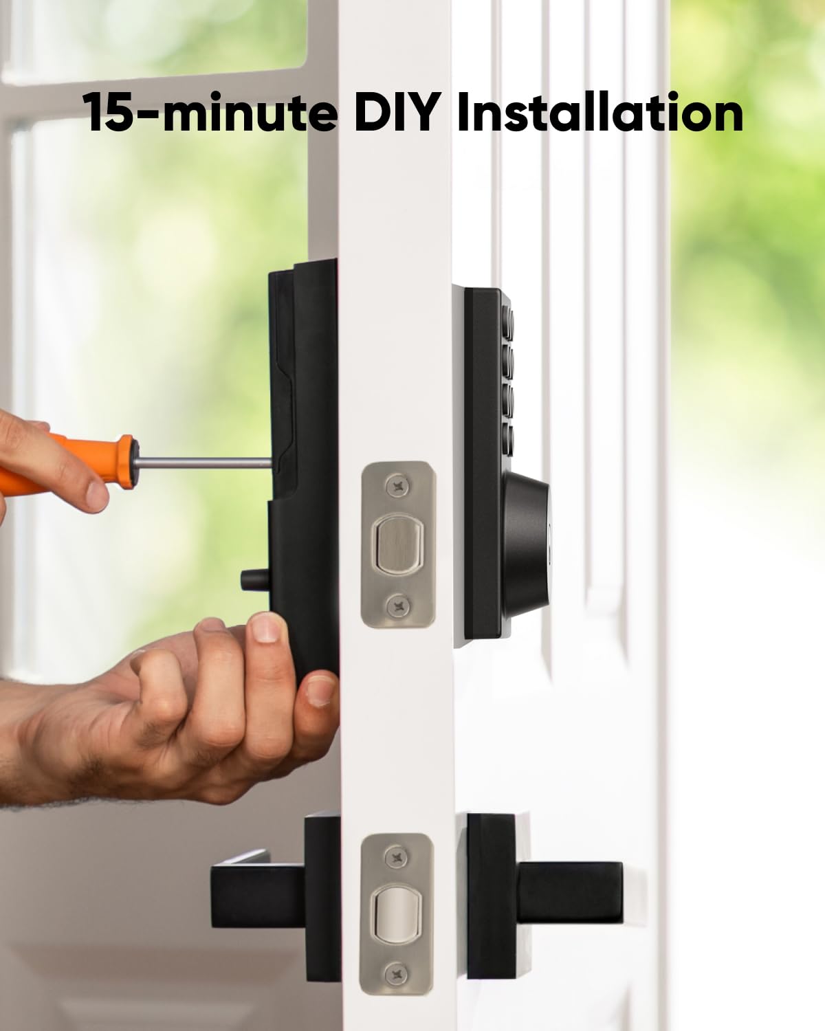 eufy Security Smart Lock C30 battery indicator and power life with 4 AA cells.