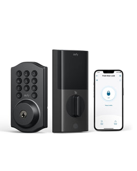 Eufy Security Smart Lock C30 front door keypad close up for easy keyless entry