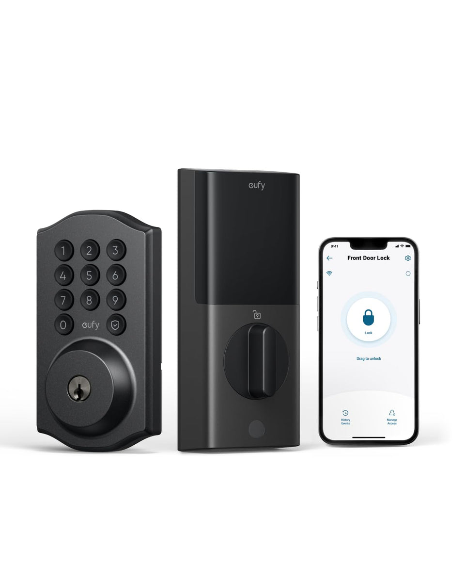 Eufy Security Smart Lock C30 front door keypad close up for easy keyless entry