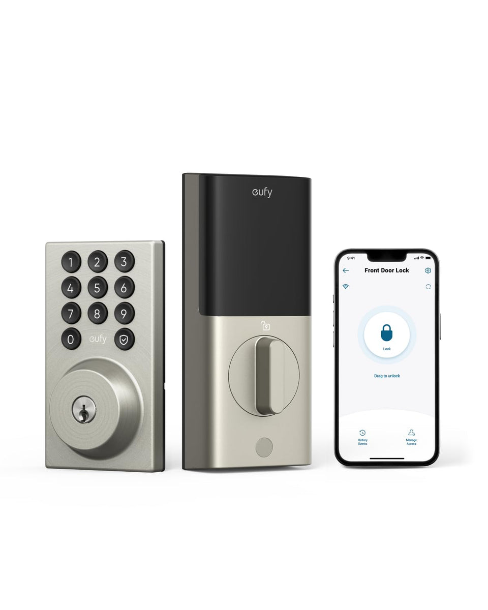 eufy Security Smart Lock C30 on a front door with keypad for convenient keyless entry