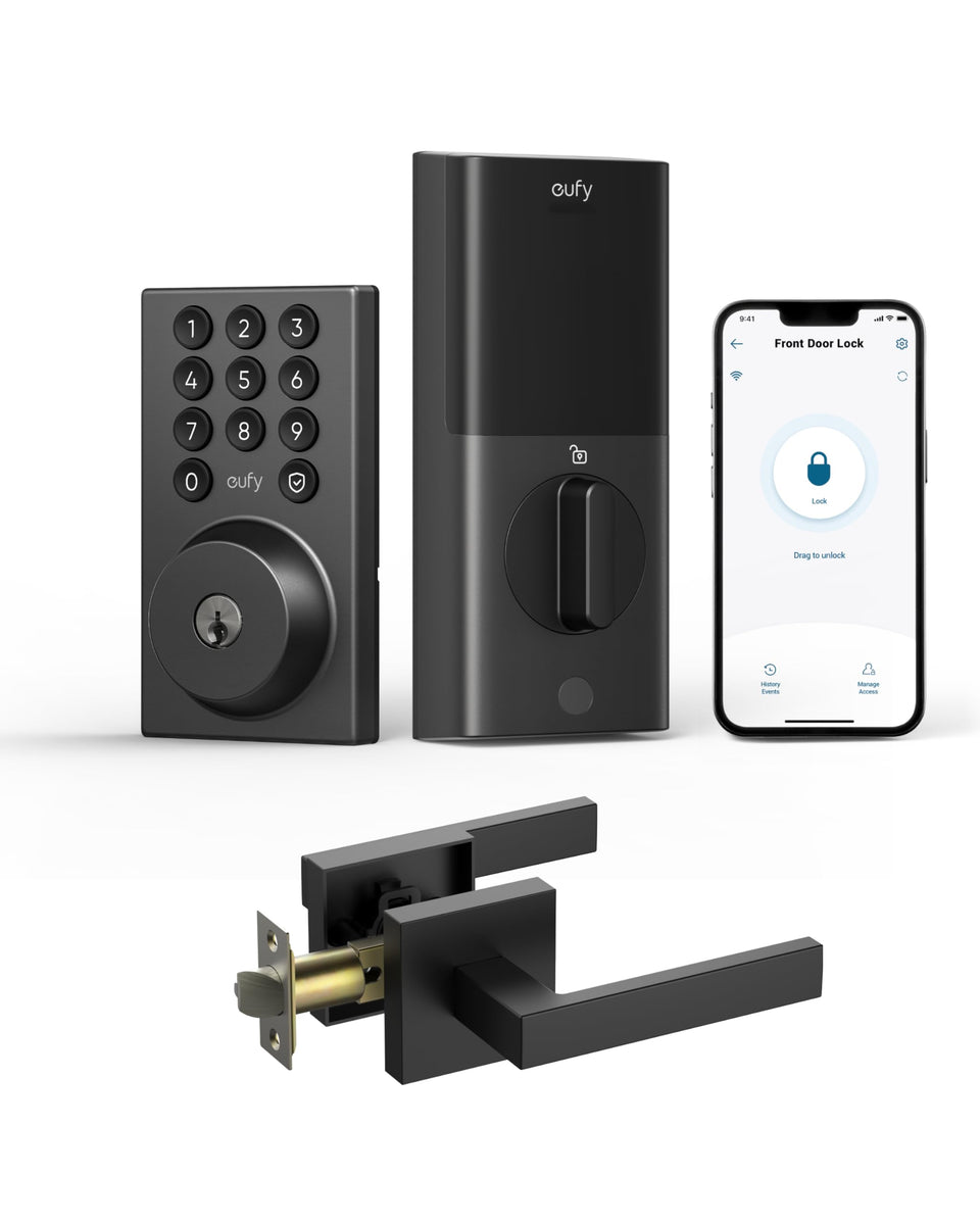 eufy Security C30 front-door lever shows keyless access for easy entry