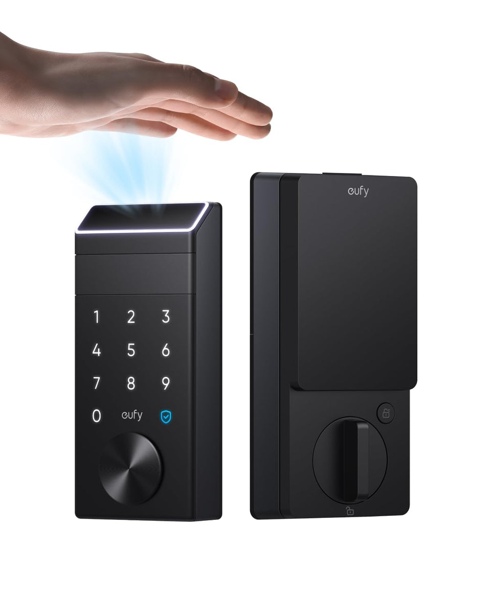 eufy Security Smart Lock E34 palm-vein unlock close-up showing fast entry
