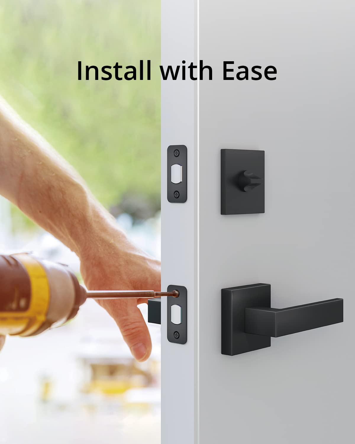 eufy Security Square Door Handle left-right compatibility for universal door fitting.