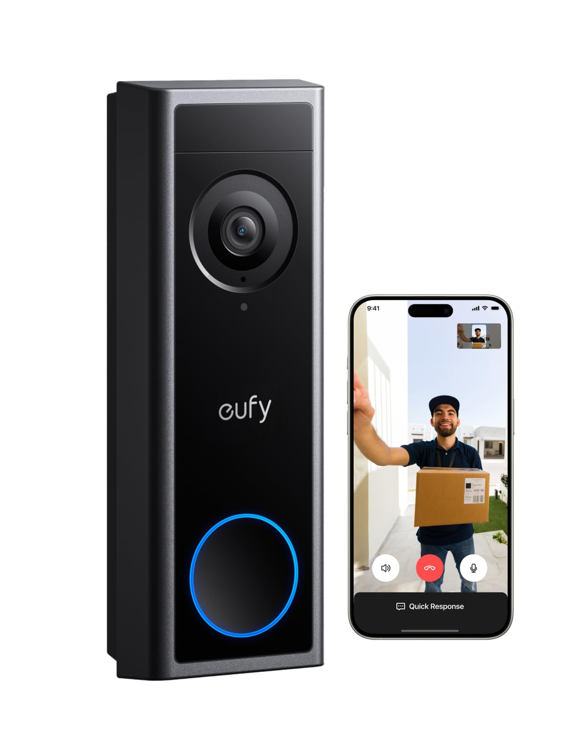 eufy Security C31 2K FHD wide view captures clear visitor details day and night.