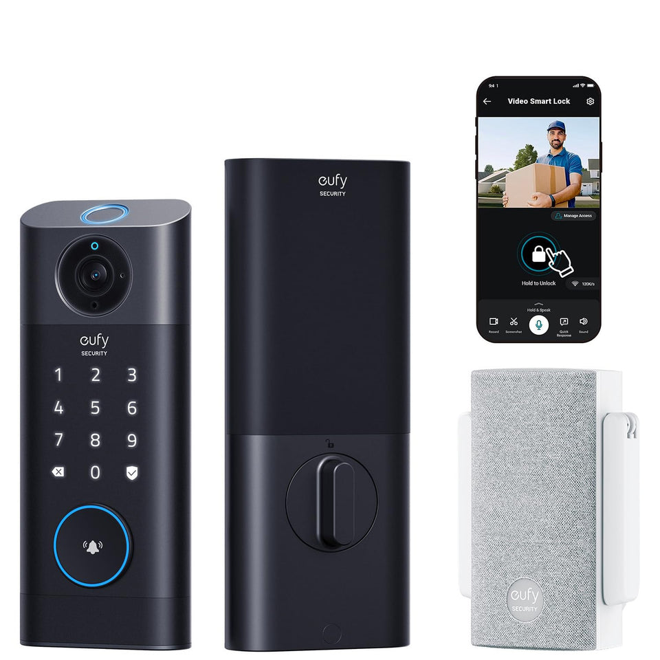 eufy Security Video Smart Lock S330 at the front door with 2K camera for secure visitor checks
