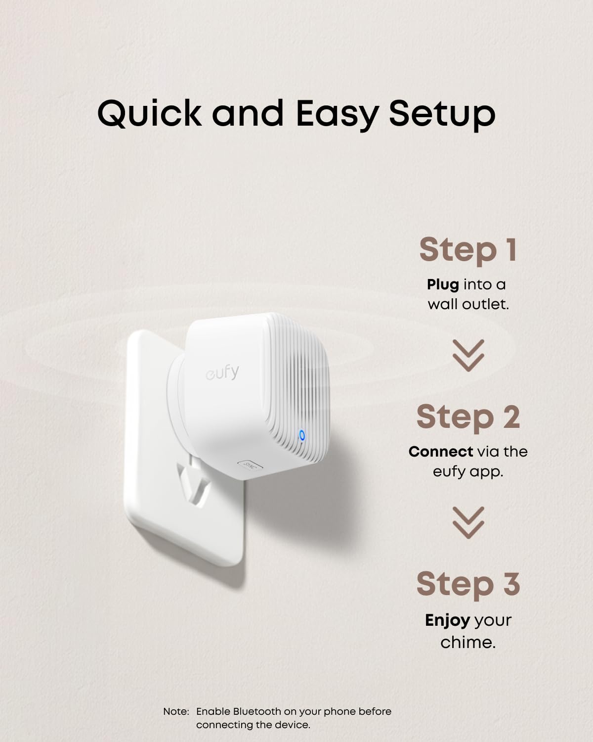 eufy Video Doorbell Chime 2 volume adjustment supports quiet to loud alerts.