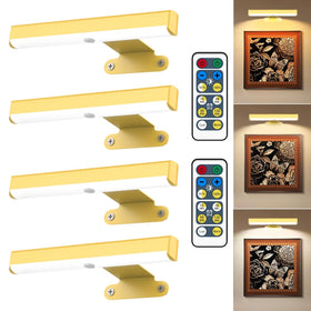 EUIOKUN 4Pack wireless picture lights with remote illuminate framed art evenly.