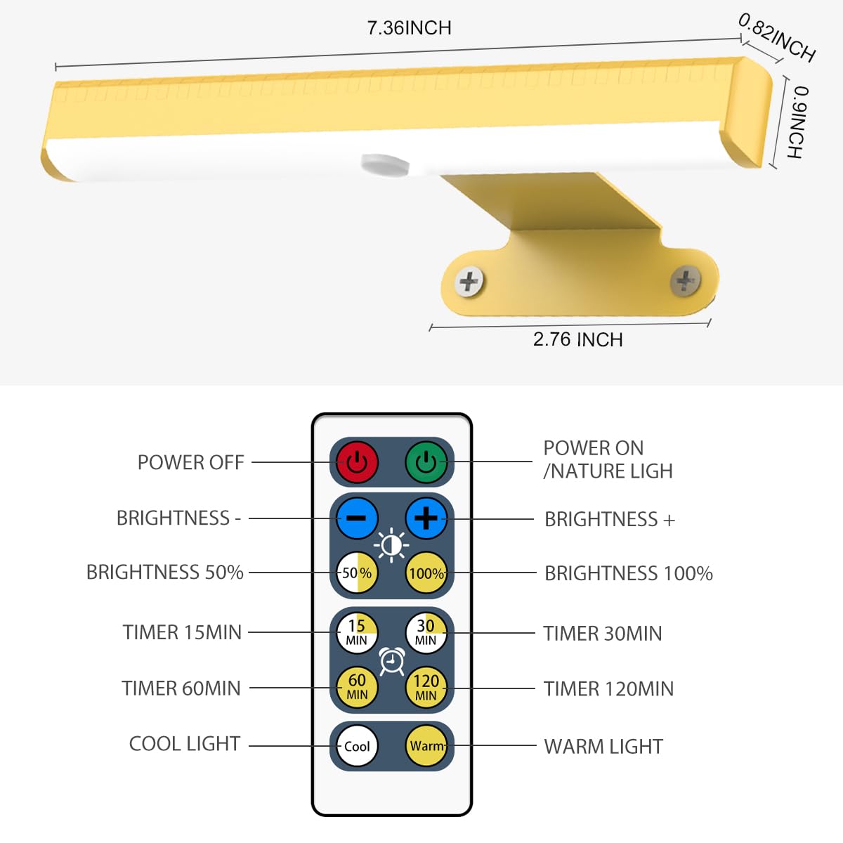 EUIOKUN gold finish dimmable LED art light with color temperature options.