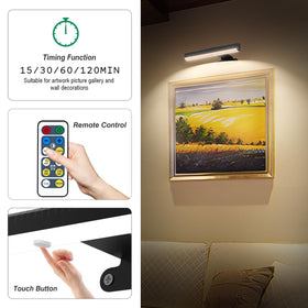 EUIOKUN wall-mounted wireless light installed above artwork