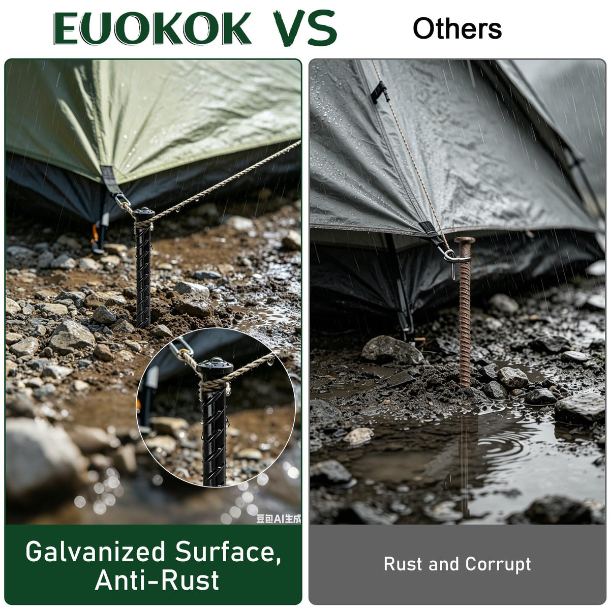EUOKOK 14-inch ground anchor with bend resistance for secure anchoring