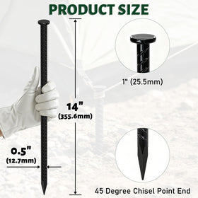EUOKOK 14-inch rebar stake with chisel point for easy installation