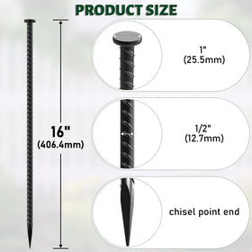 EUOKOK 16 Inch Rebar Stakes galvanized steel body resists rust for outdoor use