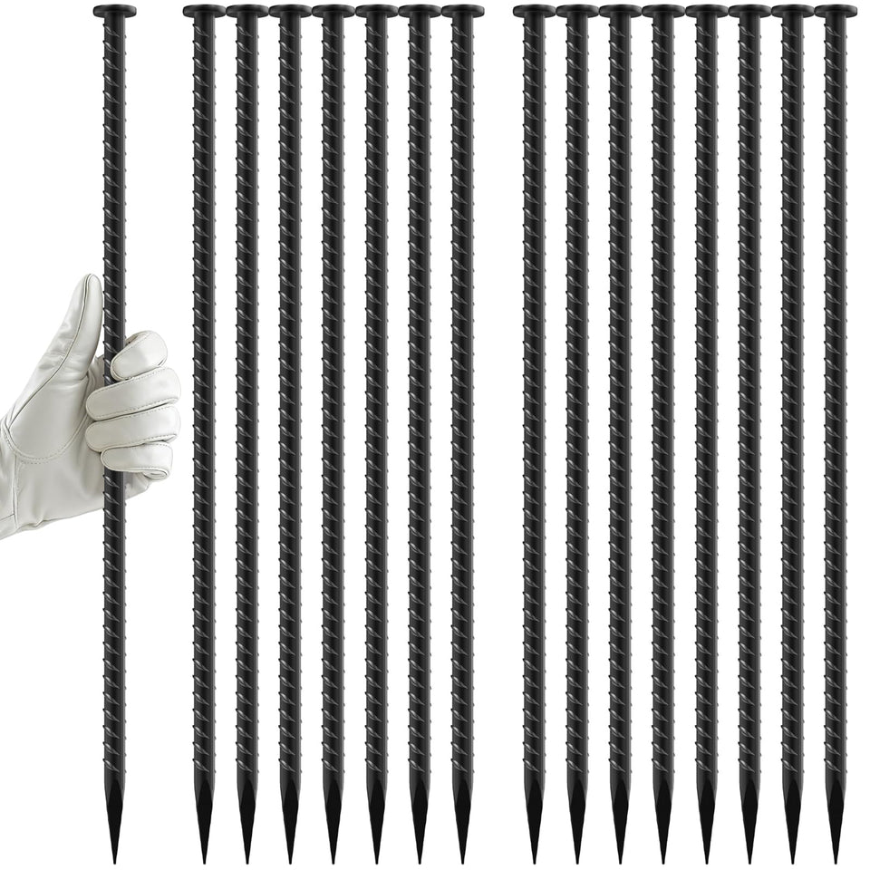 EUOKOK 16 Inch Rebar Stakes top view secures ropes with an extra-large grip