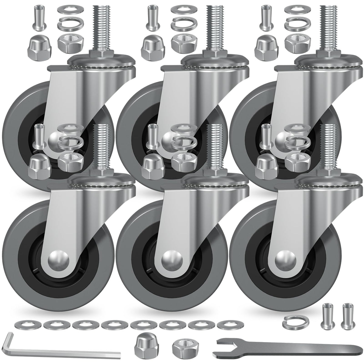 EUOKOK 2.5-inch threaded-stem casters boost creeper mobility.