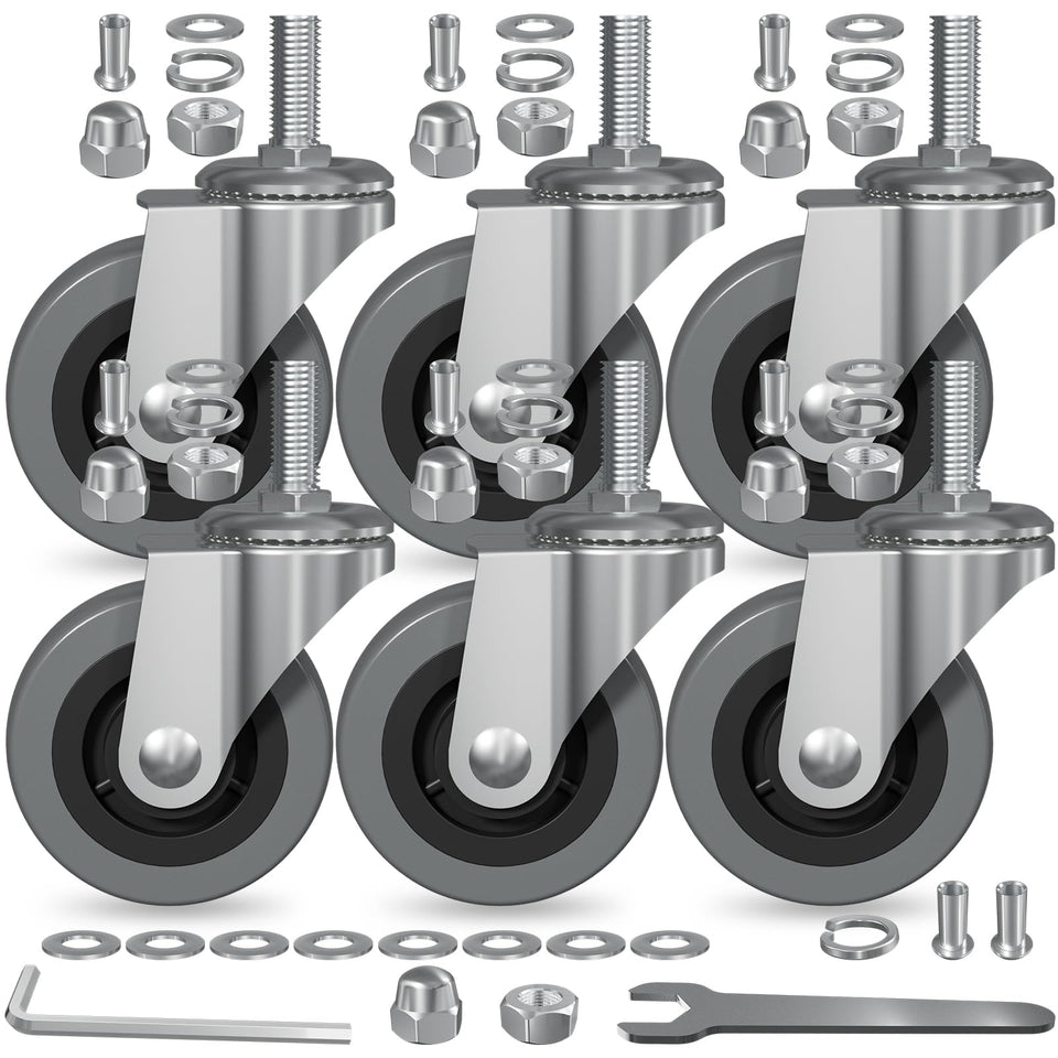 EUOKOK 2.5-inch threaded-stem casters boost creeper mobility.