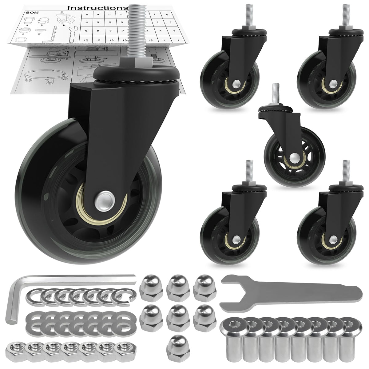 EUOKOK creeper wheels 2.5-inch in action offering smooth, silent movement on concrete