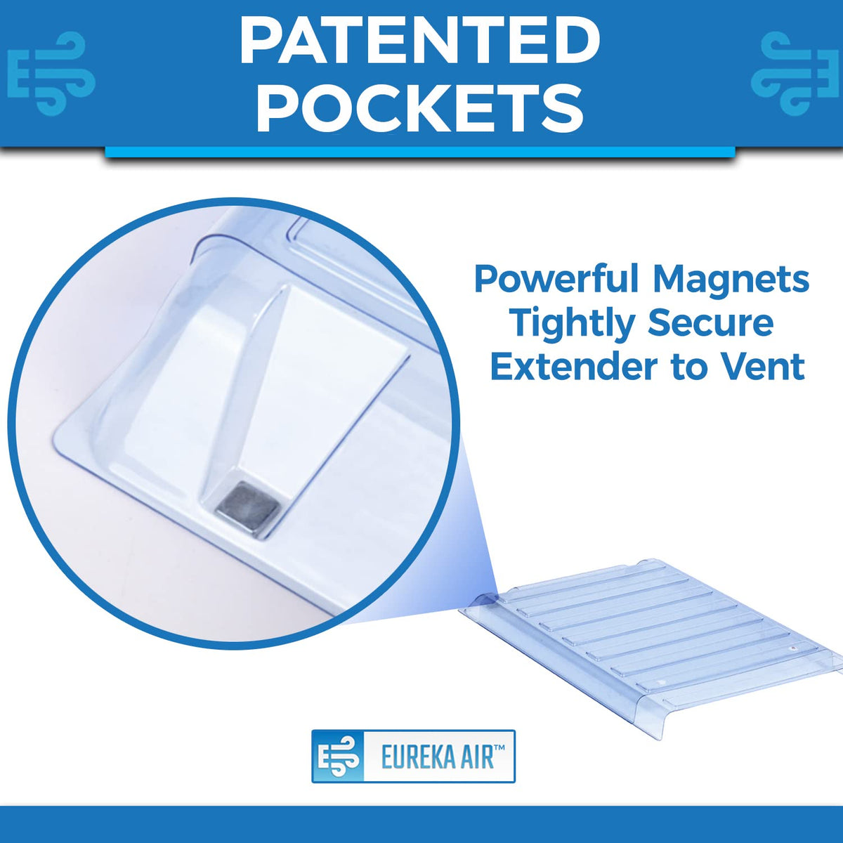 Eureka Air 1mm PET plastic vent extender adapts to tight under-furniture gaps