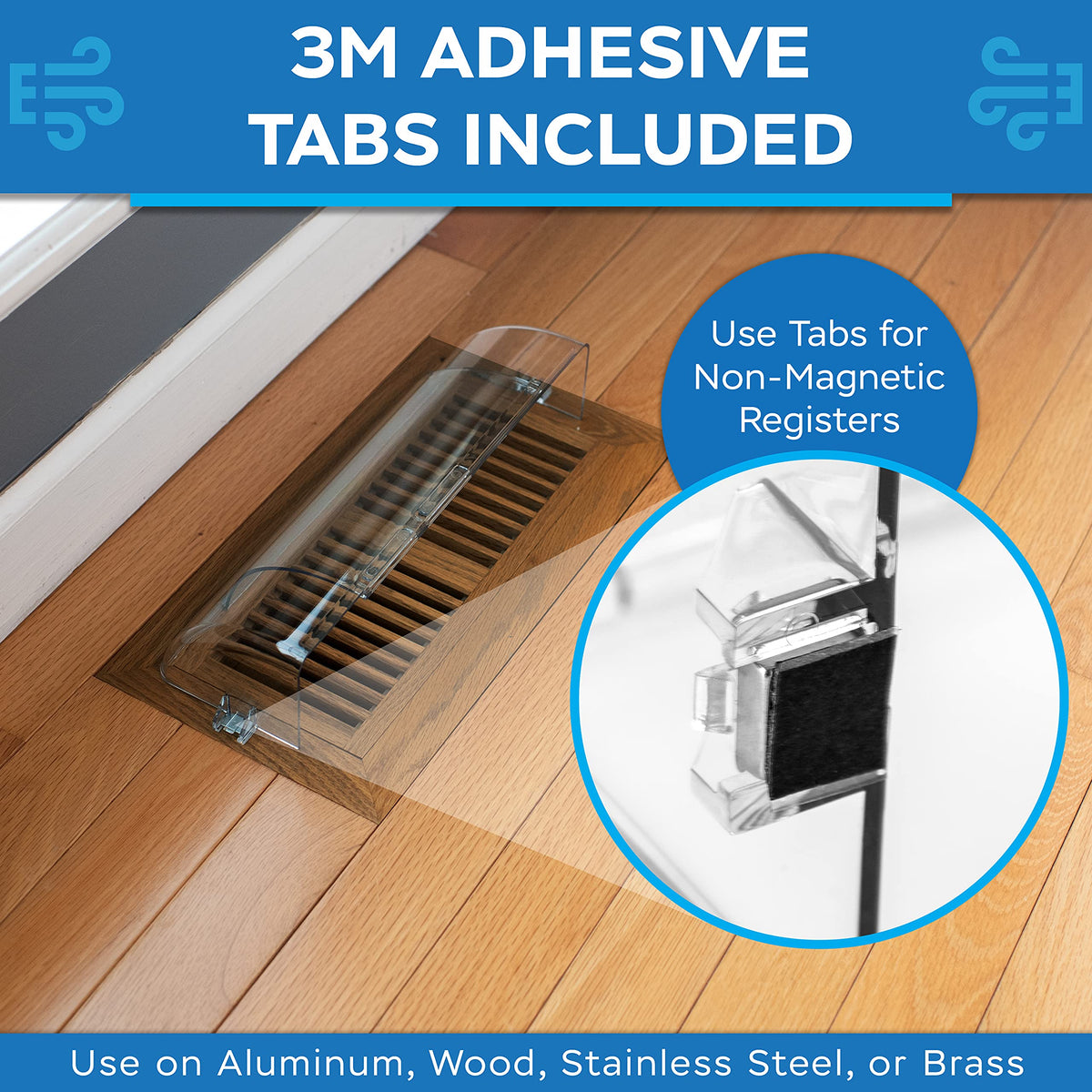 Includes magnets and 3M tabs for versatile installation