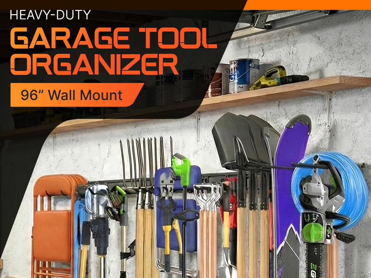Evalote vertical storage layout helps free garage floor space.