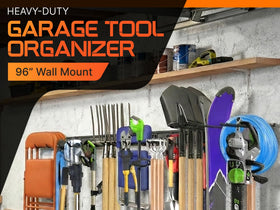 Evalote vertical storage layout helps free garage floor space.
