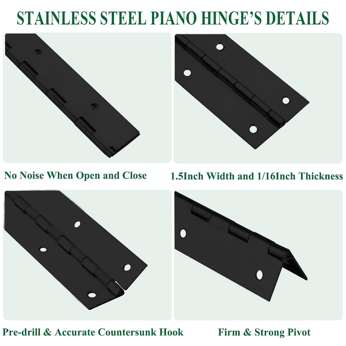 EVANCENT continuous hinge with holes for quick installation on cabinets or boxes
