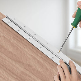 EVANCENT stainless steel piano hinge mounted on woodworking project for sturdy lids