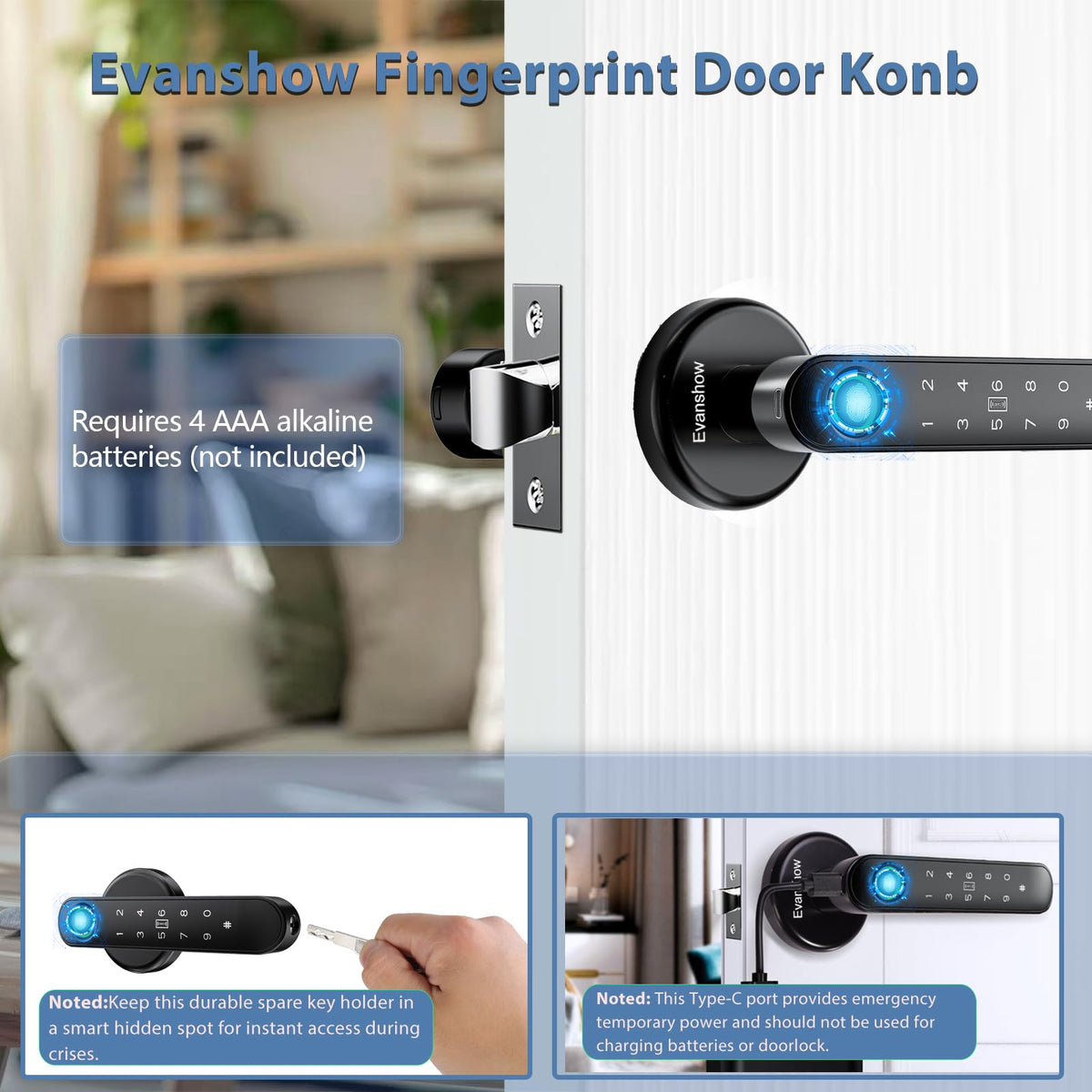 Evanshow door lock with Tuya app for guest permissions.