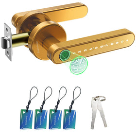 Evanshow fingerprint lock front view with gold finish for secure entry