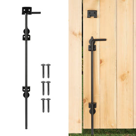EVCUHASL cane bolt 18inch installed on a wooden gate for secure alignment.