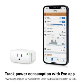 Eve Energy Matter smart plug shows simple energy usage patterns.