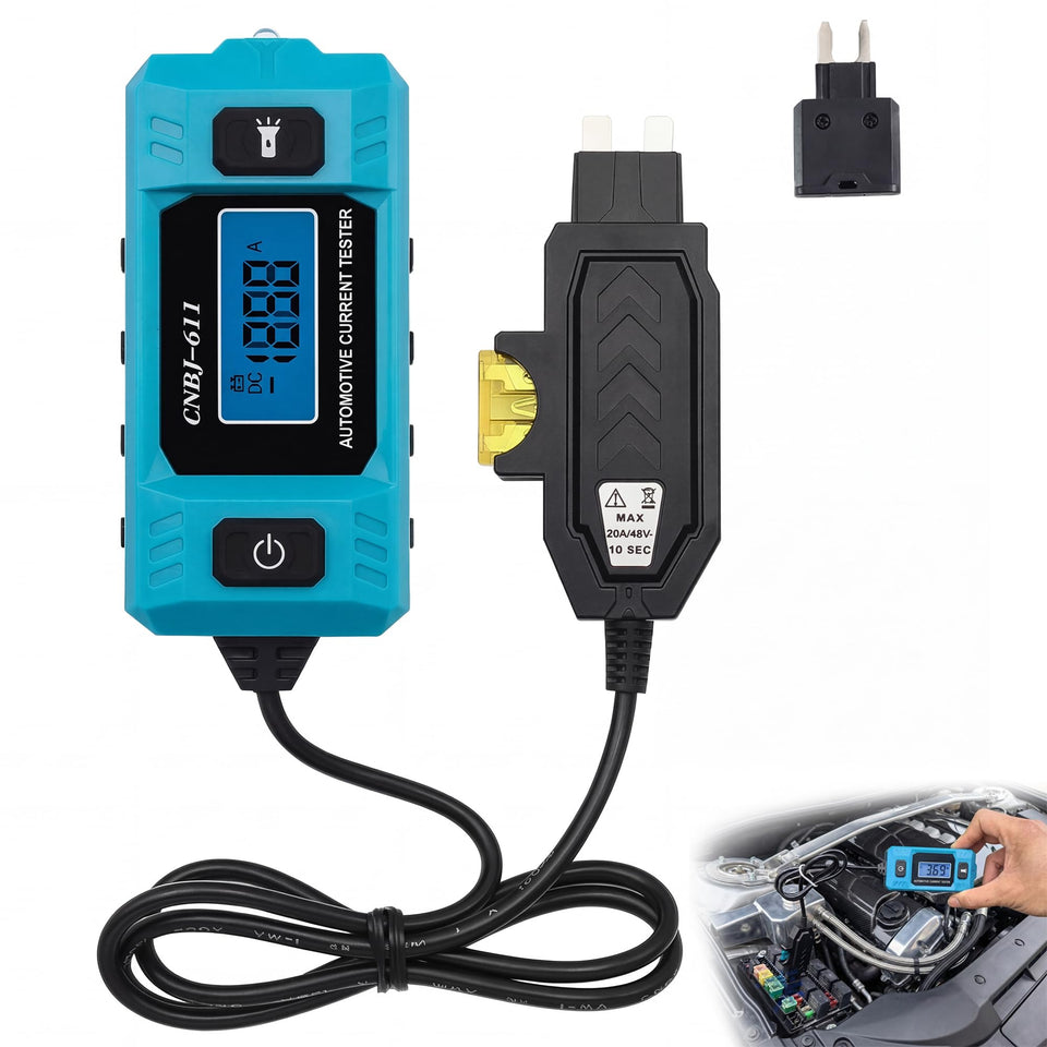 Eveco Circuit Fault Probe Tester display shows real-time current readings for quick diagnostics.