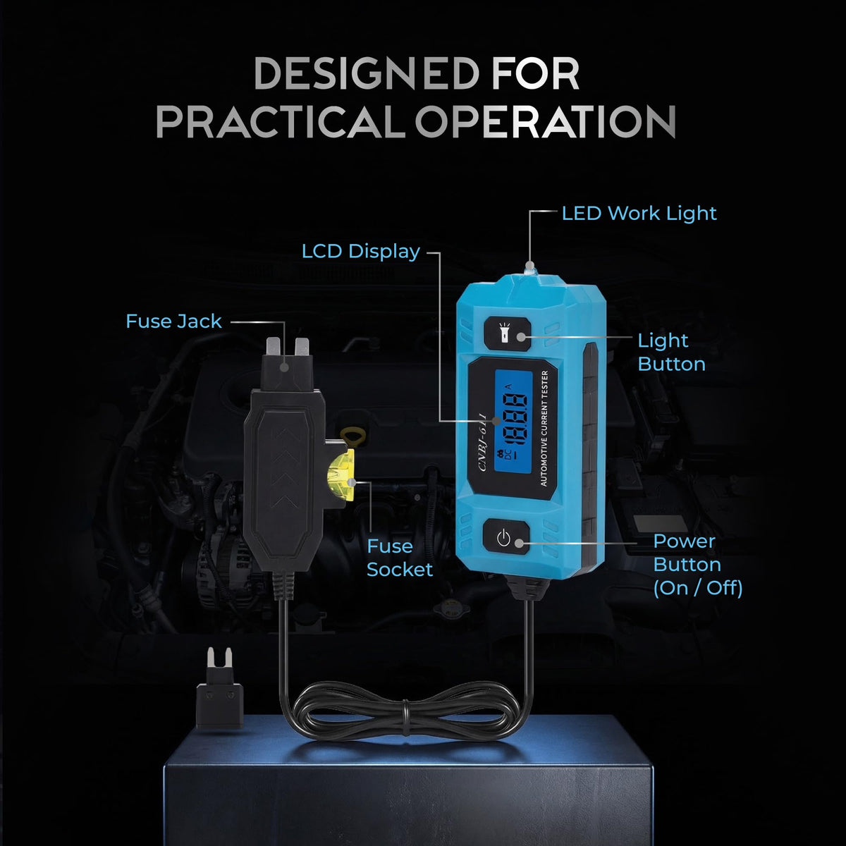Eveco tester includes medium and small plug adapters for flexible configurations.