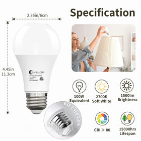 Evelor 1500 lumens 2700K soft white glow for warm task lighting
