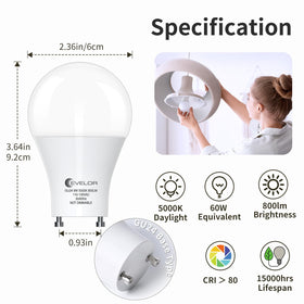 EVELOR GU24 LED bulb 5000K daylight for vibrant task lighting