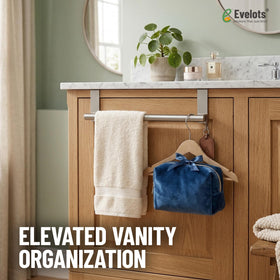 Evelots Bar-Over-Door towel holder suits kitchens, bathrooms, and offices.