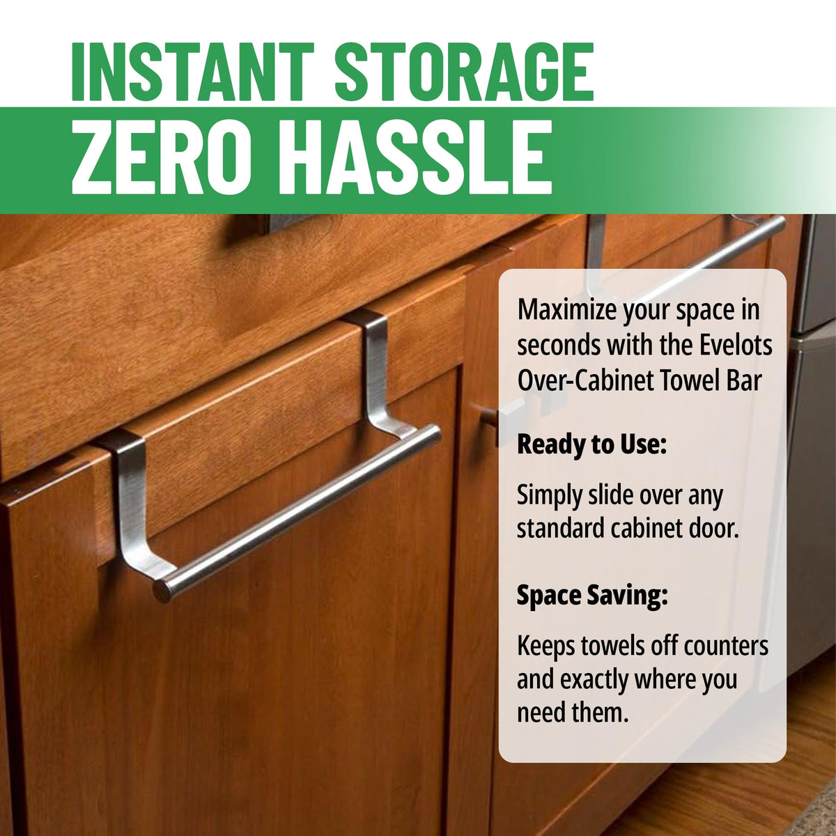 Evelots Brushed Stainless Steel towel hook provides a durable, rust-resistant finish.
