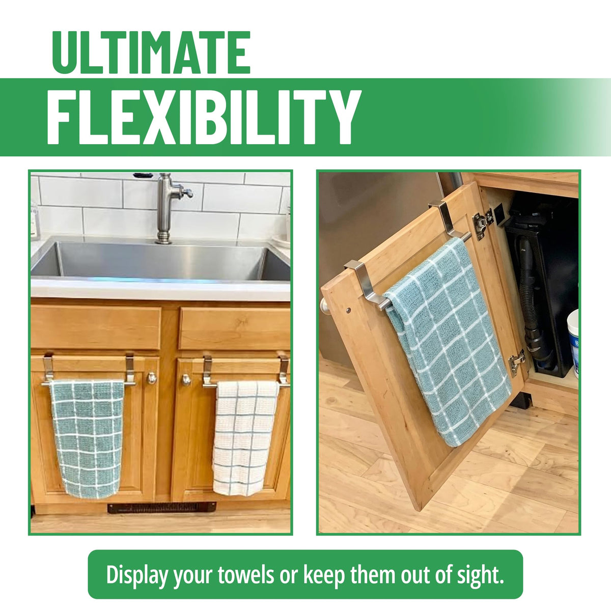 Evelots Two-Pack keeps towels handy in both kitchen and bath.