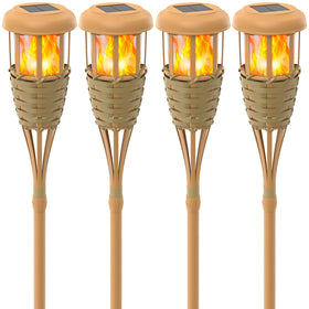 Evelynsun solar torch lights with flickering flame, ideal for garden ambiance and outdoor pathways