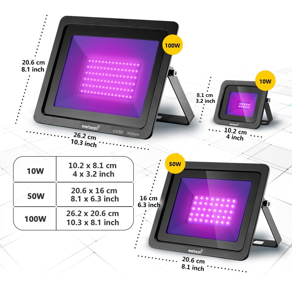 Everbeam aluminum housing with shatterproof lens for durable performance.