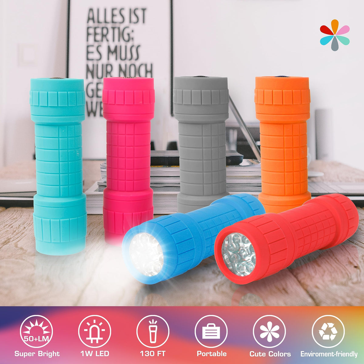 EverBrite gray 9-LED flashlight with slip-resistant grip for rugged use.