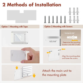 EverBrite easy-install design avoids wall drilling with tape option.