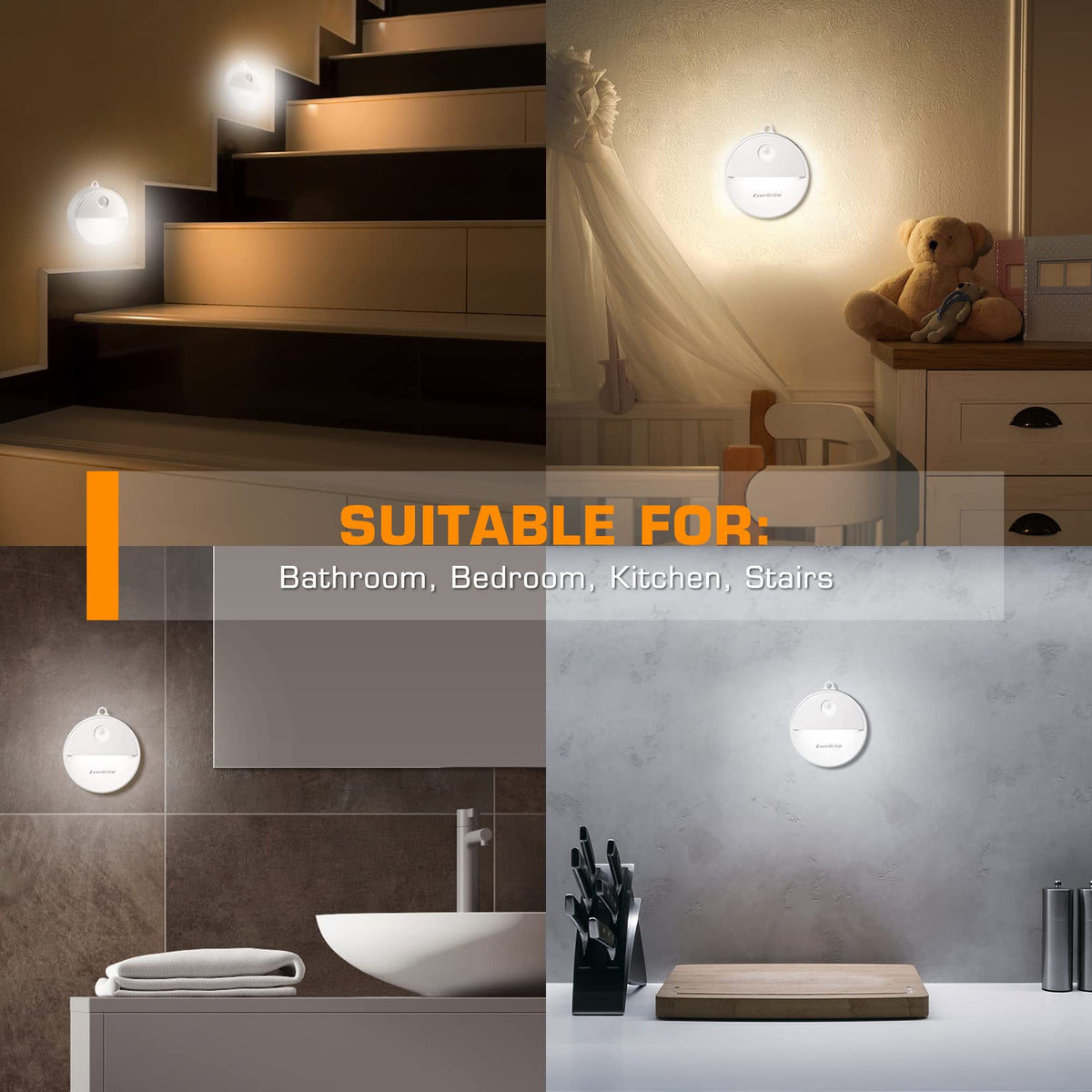 EverBrite motion sensor night light detects motion quickly, guiding you through hallways.