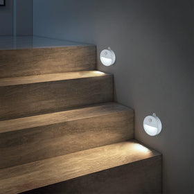 EverBrite LED motion sensor night light on stairs for safe hands-free visibility.