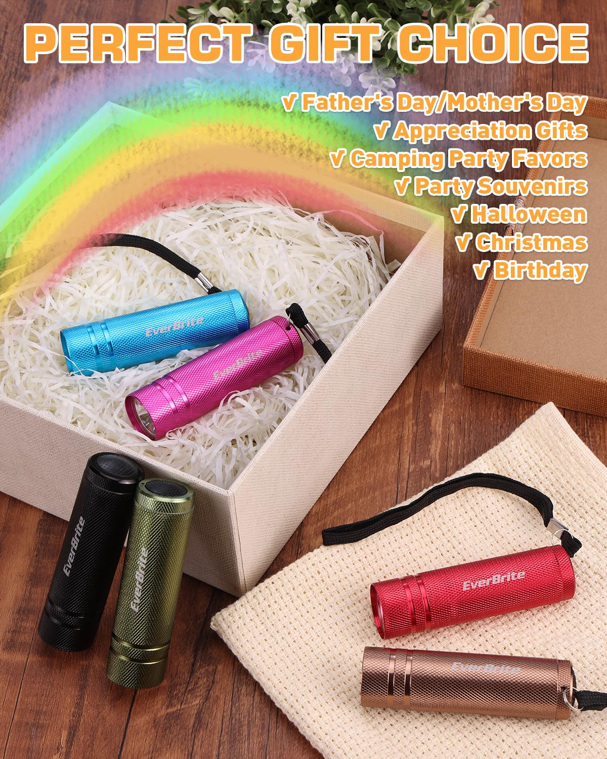 EverBrite pink mini flashlight color spread, handy for gifts