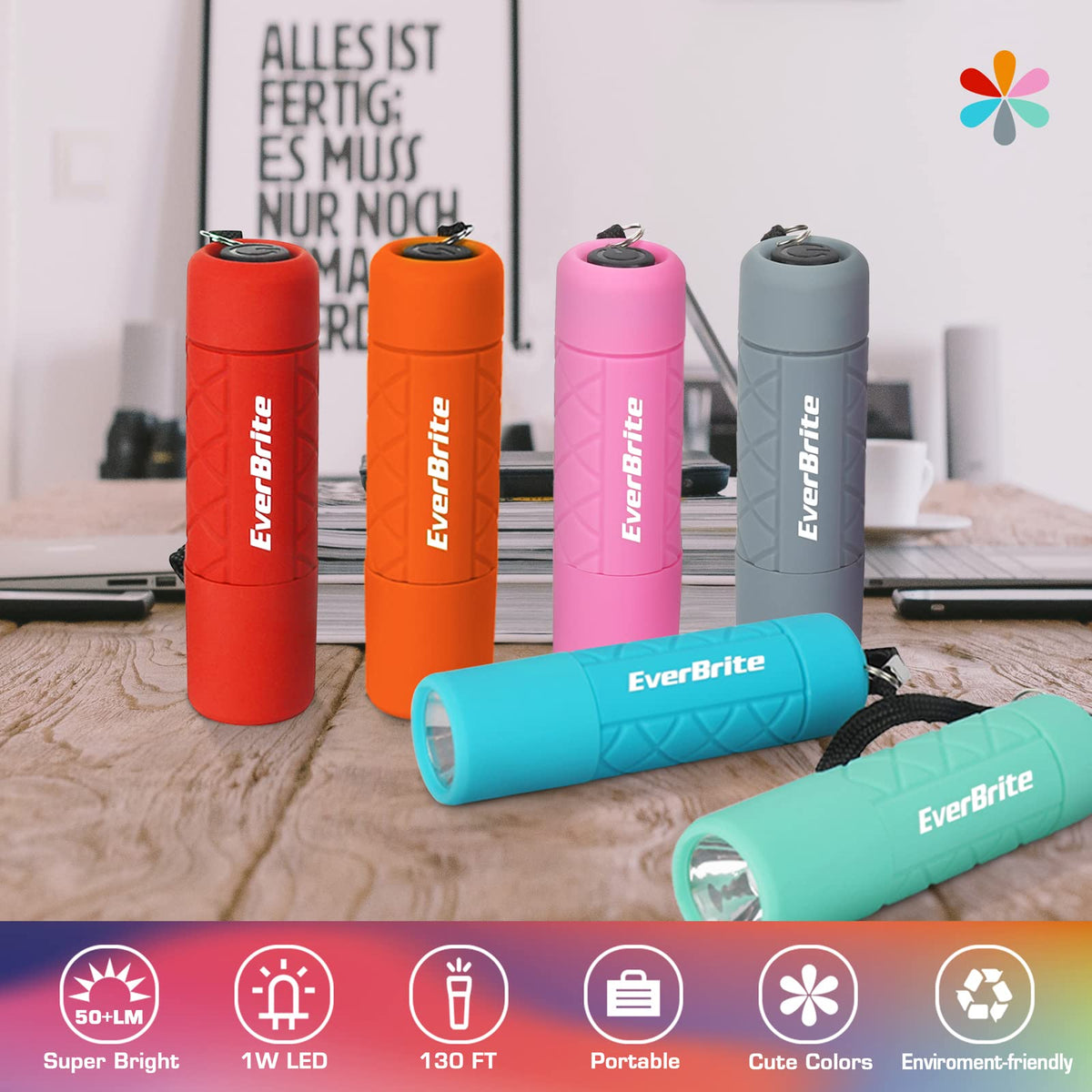 EverBrite mini flashlight with lanyard keeps hands free during hikes.